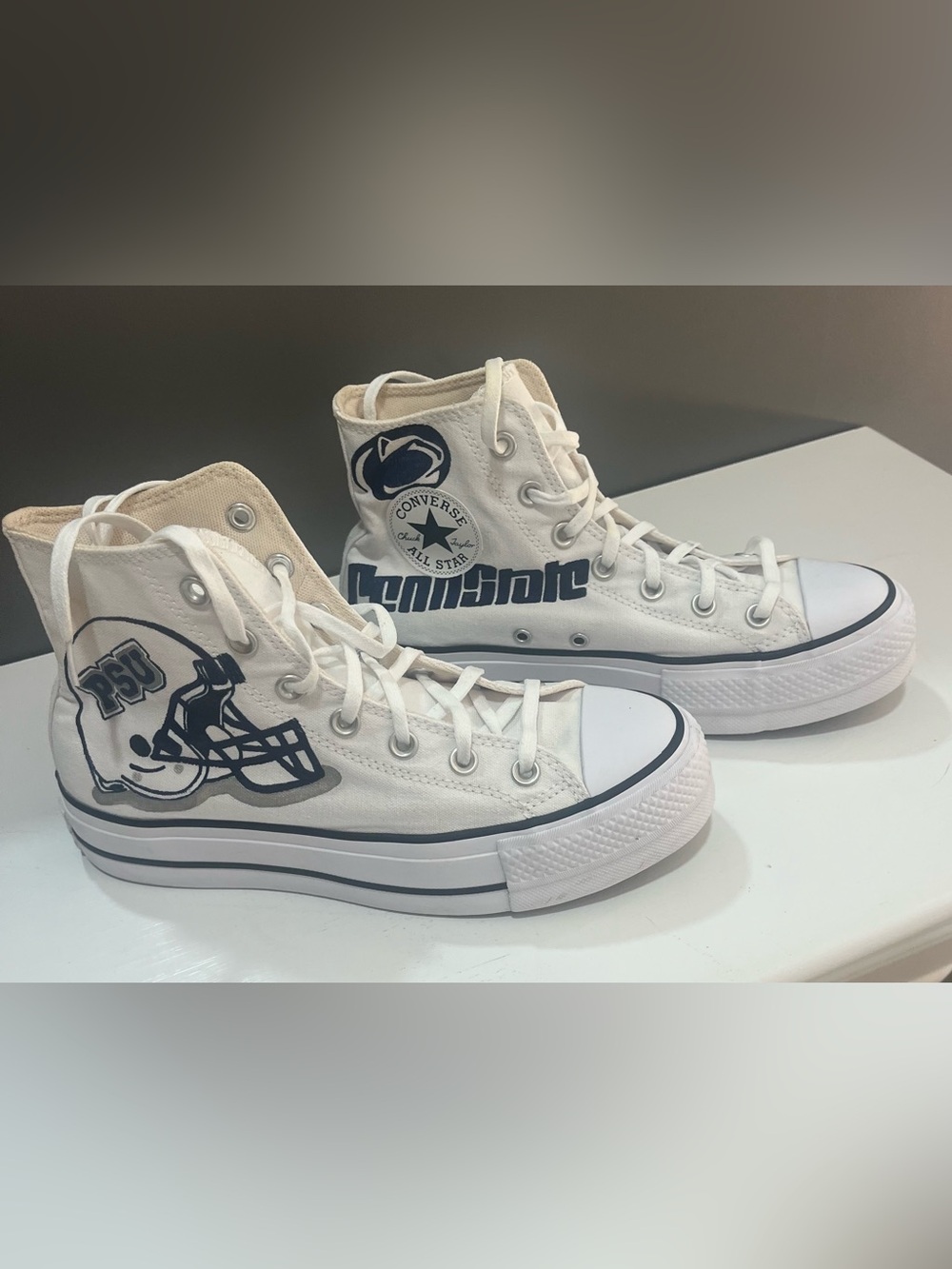Penn state Converse White High-Top Football Graphic Sneakers